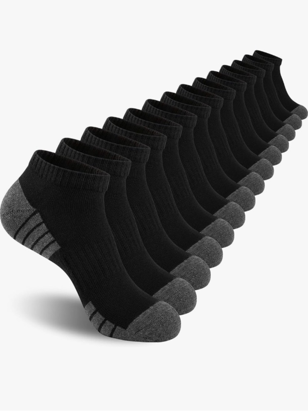 Unissex Black & Gray Low-Cut Athletic Socks - 7 pack